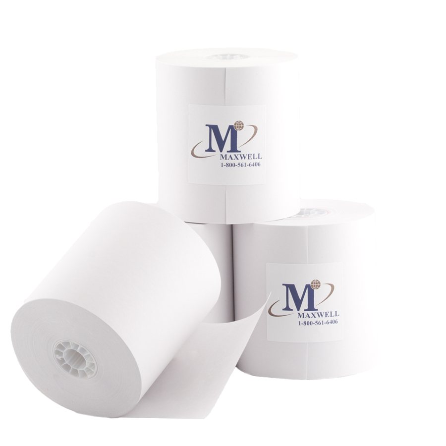 3" X 165' 1-Ply Bond Paper Rolls – 50 Rolls/Box, BPA Free, POS Machine Compatible
