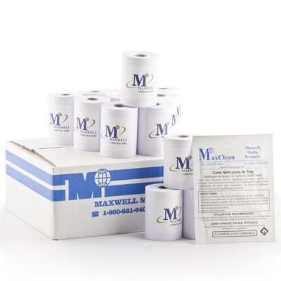Papier thermique de 2 1 / 4" x 62' (15 rouleaux / boîte) - Papier sans BPA (avec 1 carte de nettoyante) Papier thermique de 2 1 / 4" x 62' (15 rouleaux / boîte) - Papier sans BPA (avec 1 carte de nettoyante)