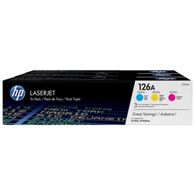 HP 126A Colour Toner Cartridge Tri-Pack (Cyan / Magenta / Yellow), OEM #CF341A