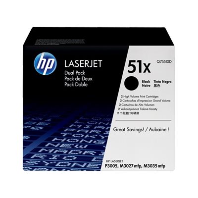 HP 51X High Yield Black Toner Dual Pack, OEM #Q7551XD 