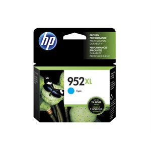 HP 952XL High Yield Cyan Ink Cartridge, OEM #L0S61AN