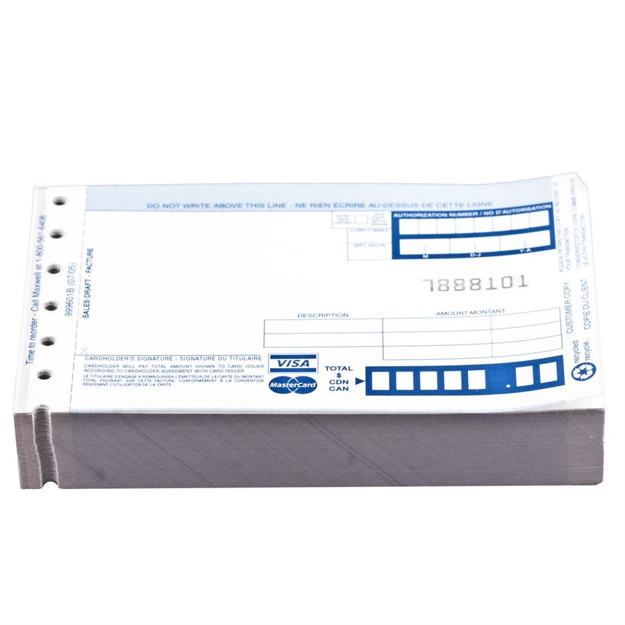 3Part Credit Card Sales Draft Slips